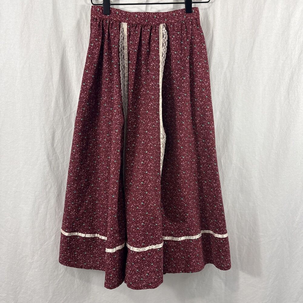 Panhandle Slim Vintage USA Western Prairie Red Floral Lace Trim Skirt Womens 6